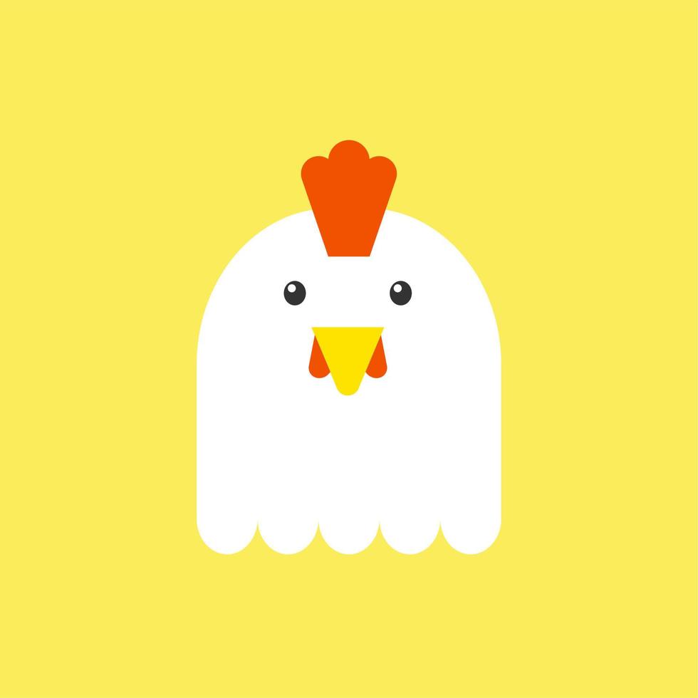 Cute little chicken isolated on color background. bird farm, poultry animal concept icon, vector illustration and stock