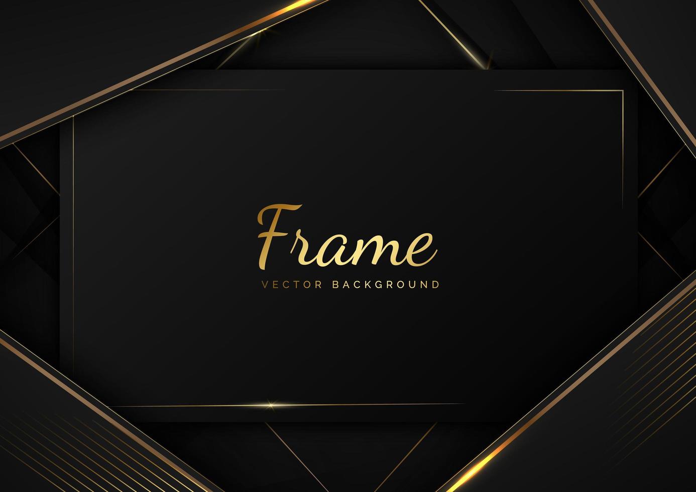 Abstract template black and grey geometric oblique with golden line layer on black background. Luxury style. Frame background. vector