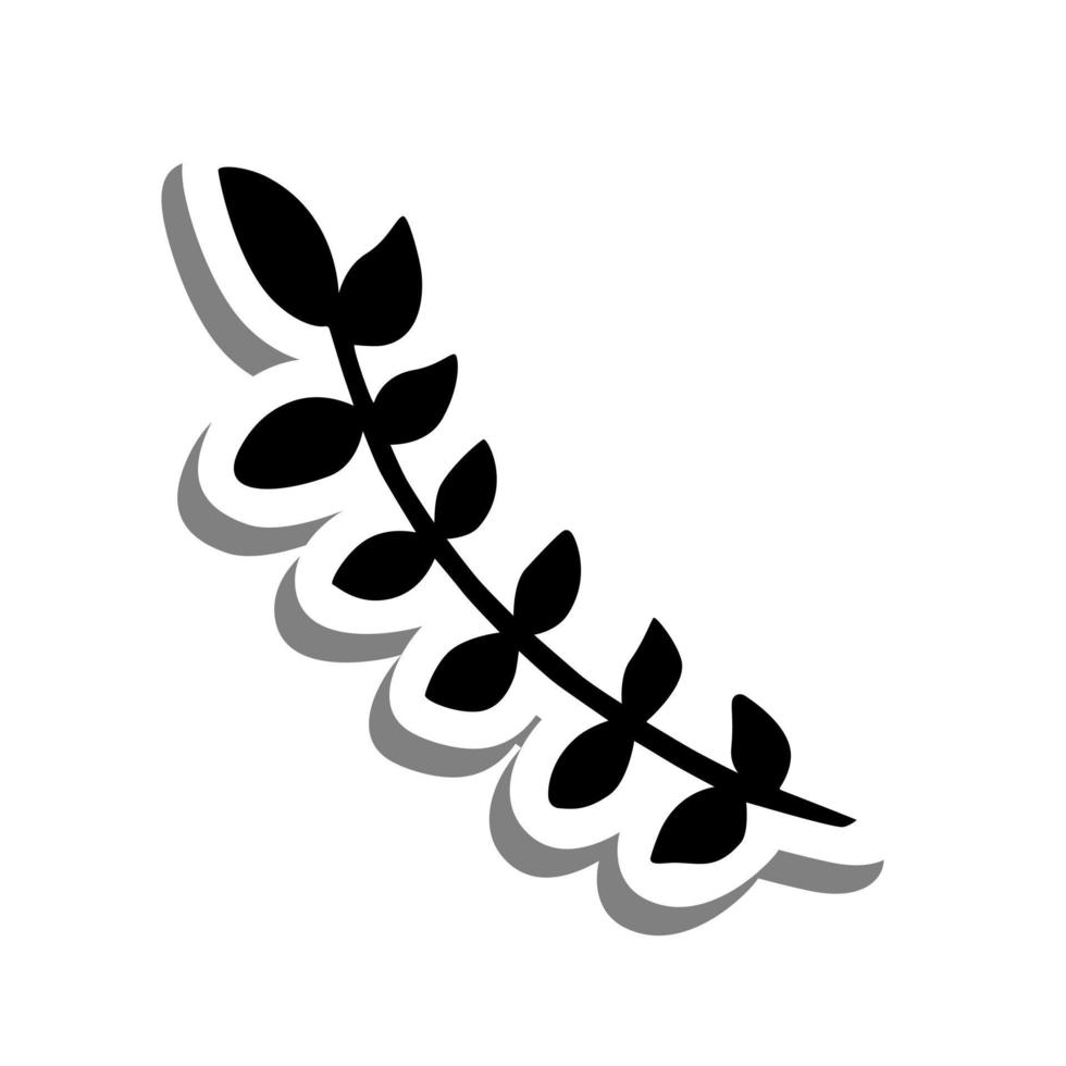 Black Leaves shape on white silhouette and gray shadow. Botanical elements for decoration, Vector illustration.
