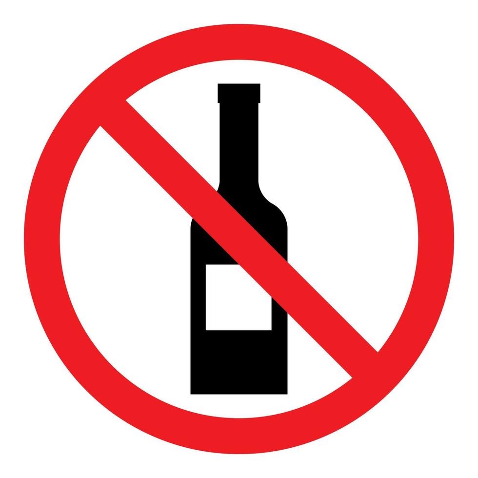 No alcohol drink forbidden sign symbol bottle logo vector