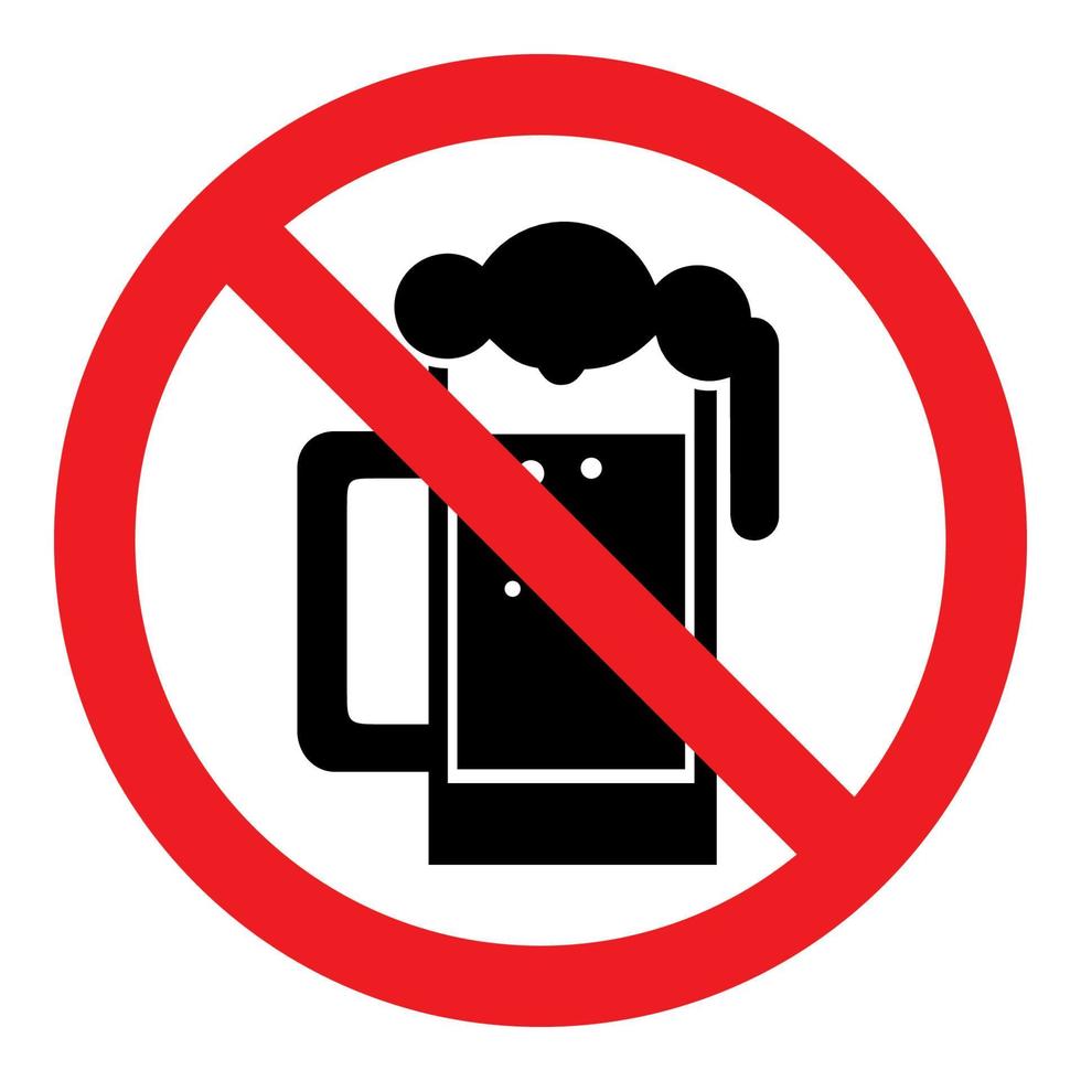 No alcohol drink forbidden sign symbol a glass of beer logo vector