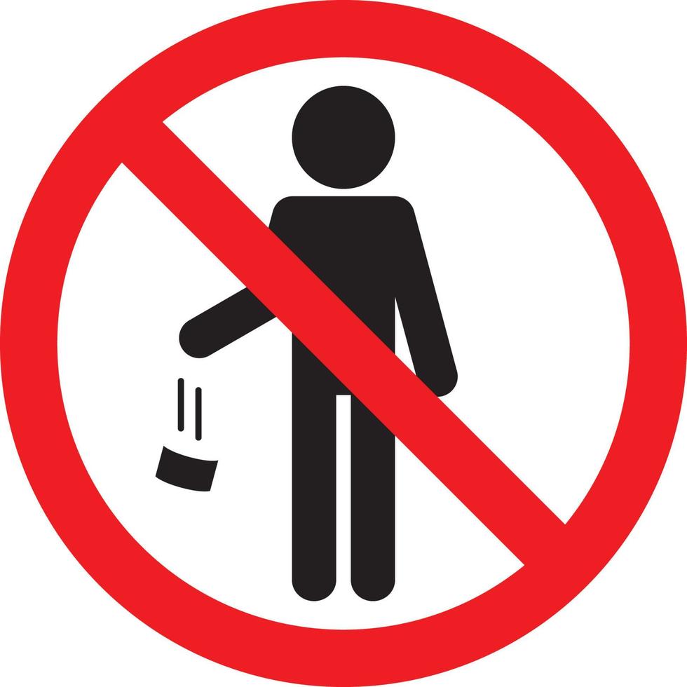 no tirar basura prohibido firmar palo hombre vector