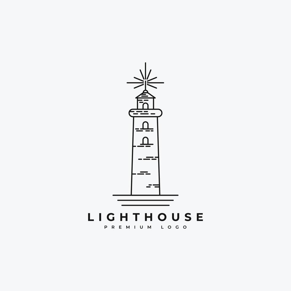 Lighthouse line art logo outline simple minimalist illustration vector template icon design