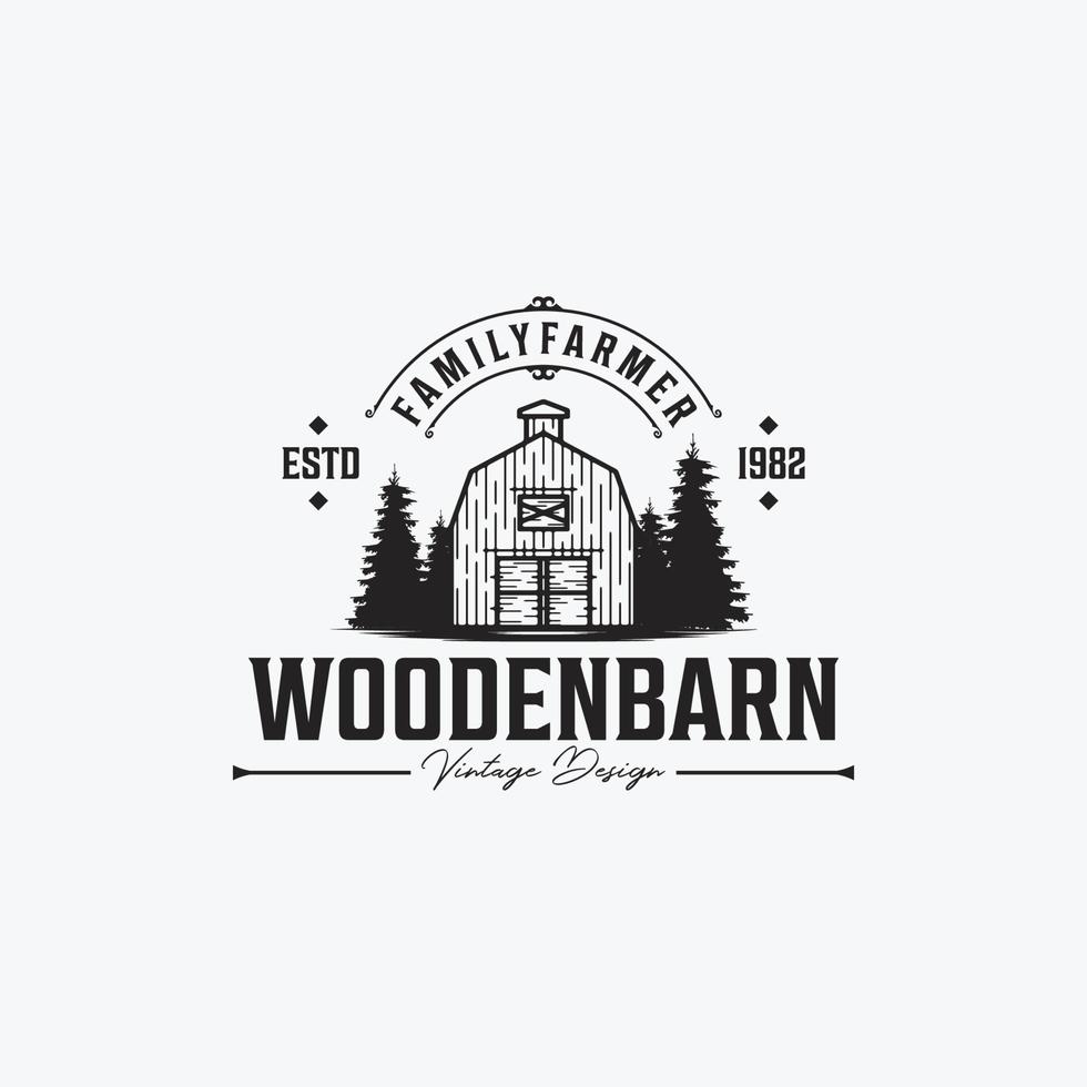 Vintage Retro  Classic Barn Logo Design - Barn, Farmhouse, Warehouse Logo Template vector