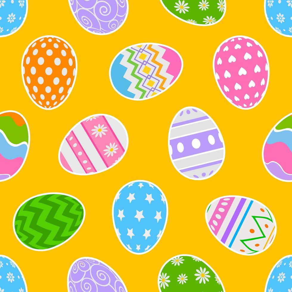 easter seamless pattern with colorful flat eggs vector