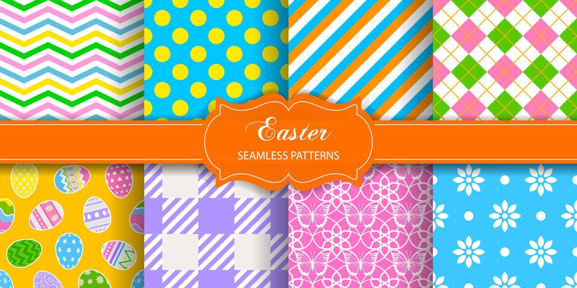 conjunto de patrones sin fisuras de Pascua. colección de texturas coloridas vector