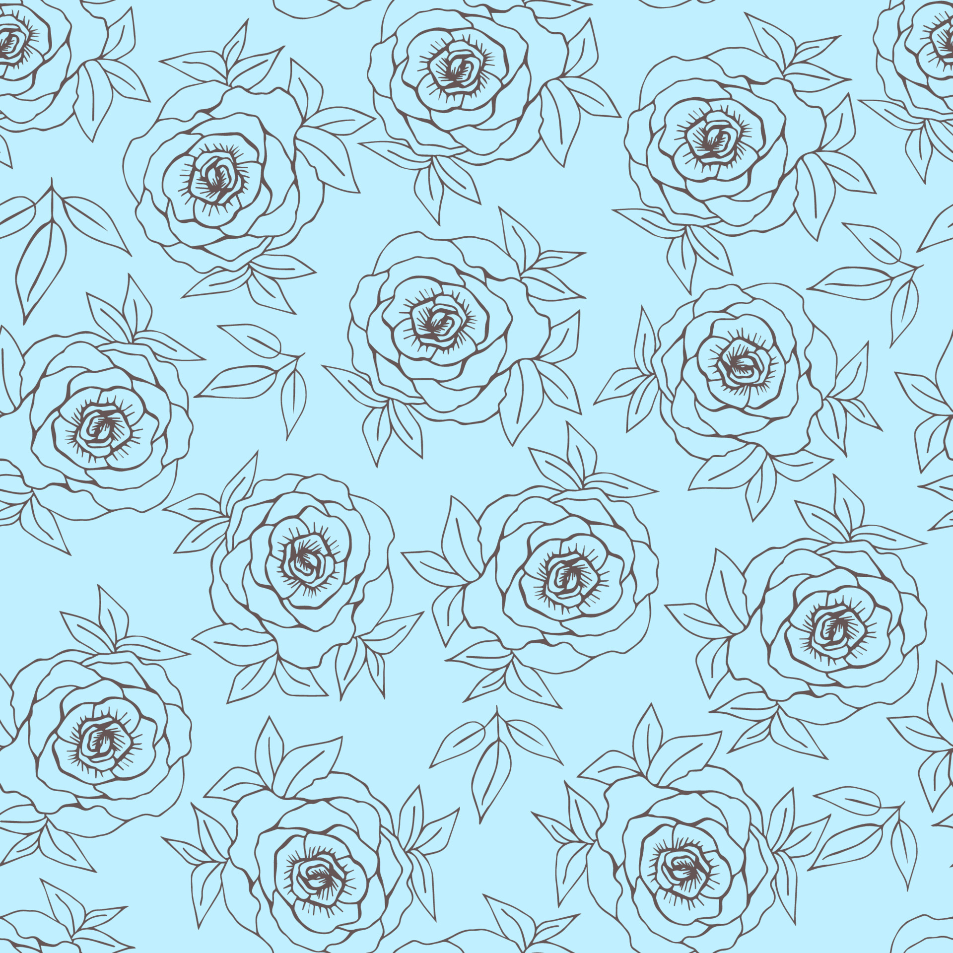 Hand-drawn floral gentle vector seamless pattern. Gray outline of a