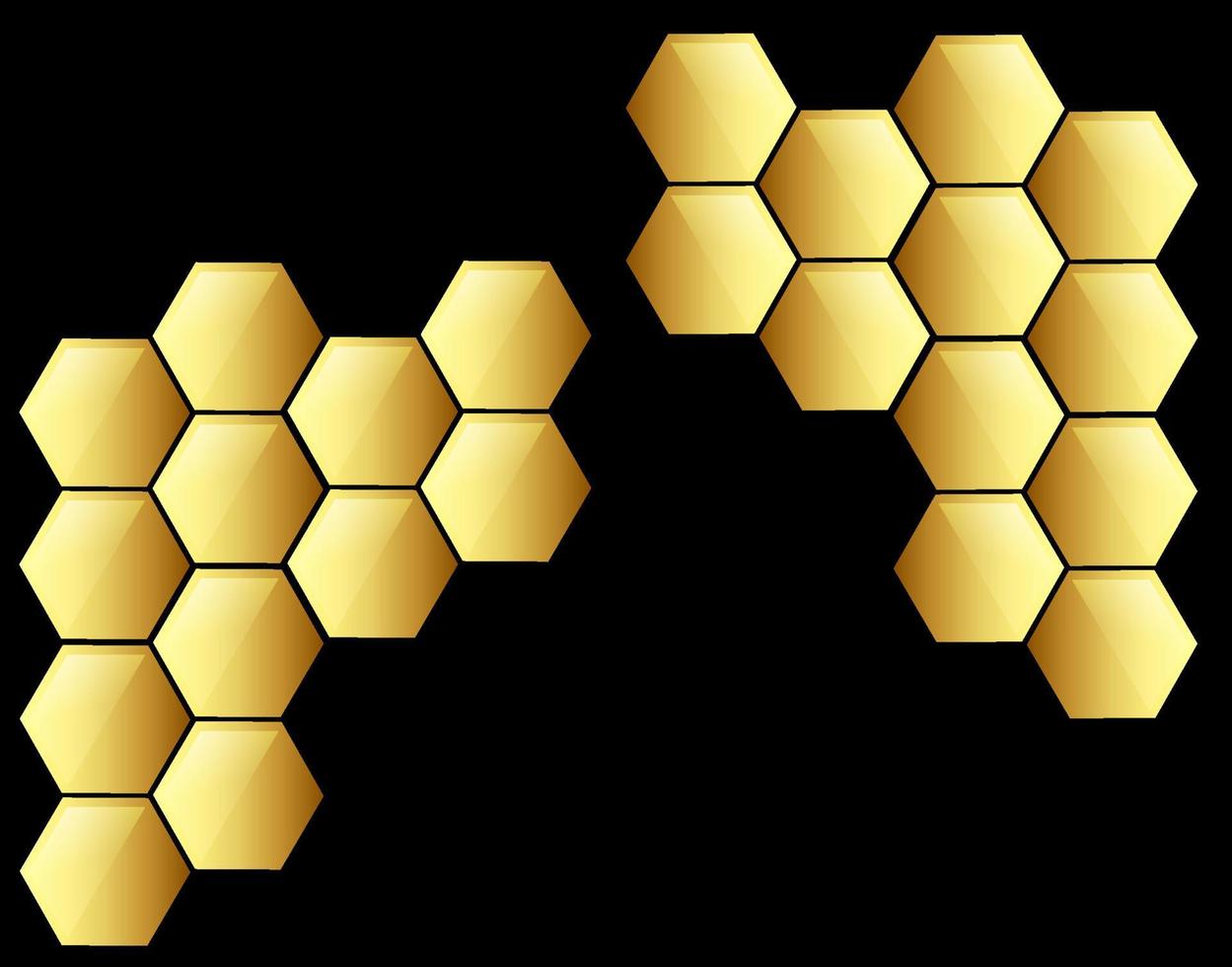 golden hexagon background isolated on black background. vector