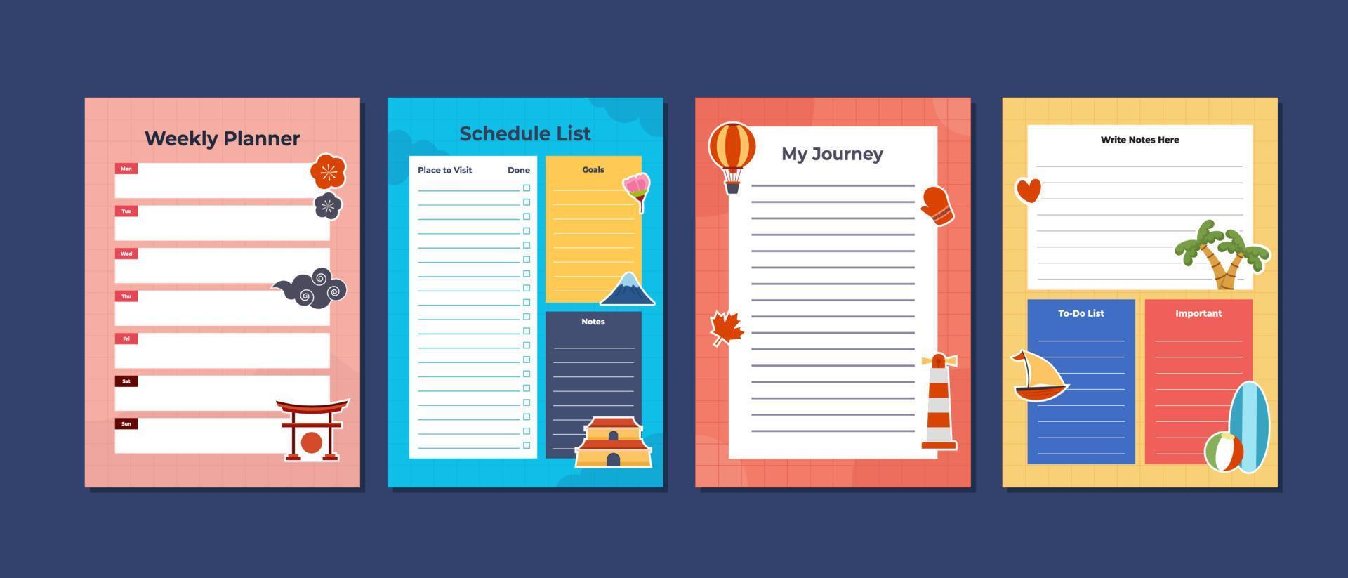 Traveling Journal Template vector