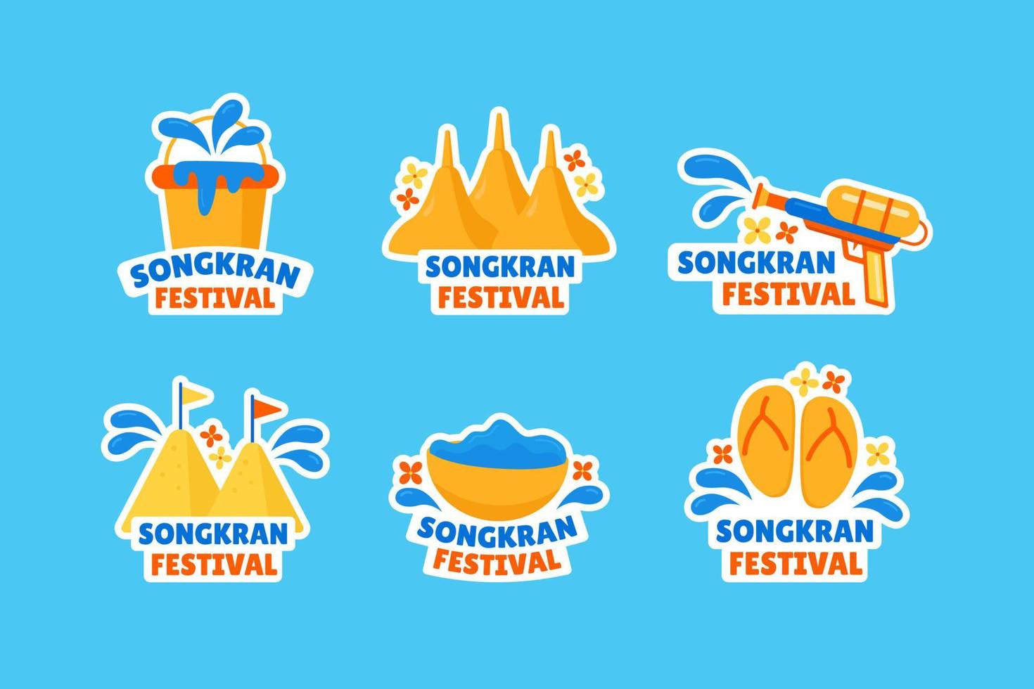 Songkran Festival Stickers Set vector