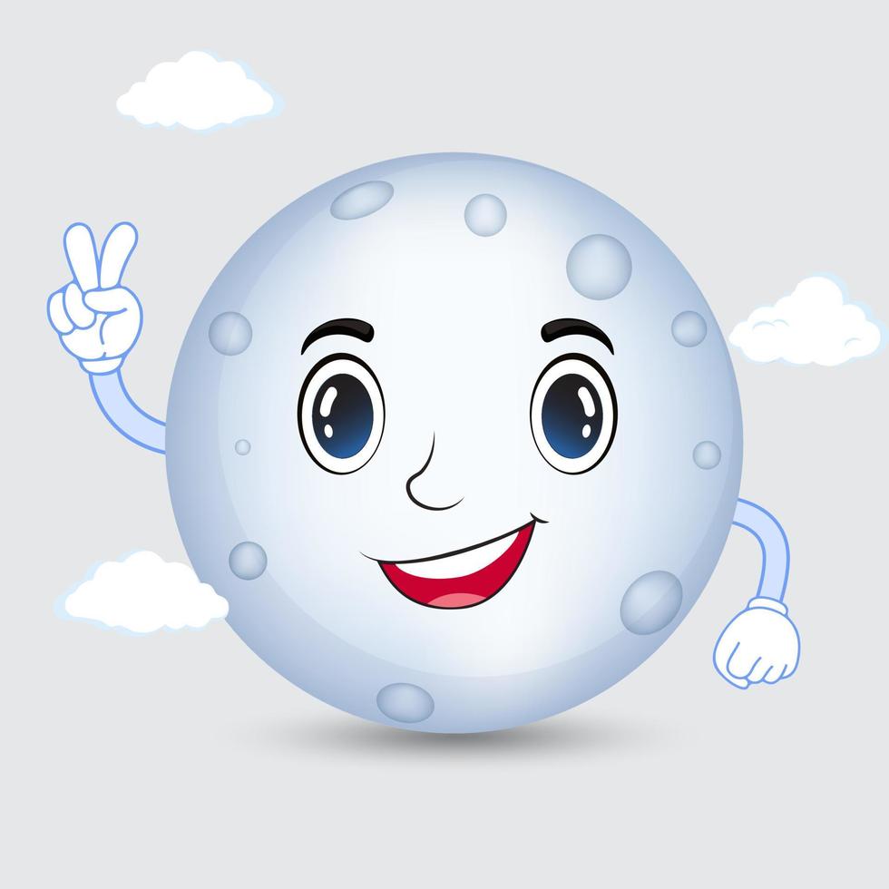 Happy Full moon cartoon design icon. Smile moon cartoon isolated on white background. Moon cartoon character design icon. vector