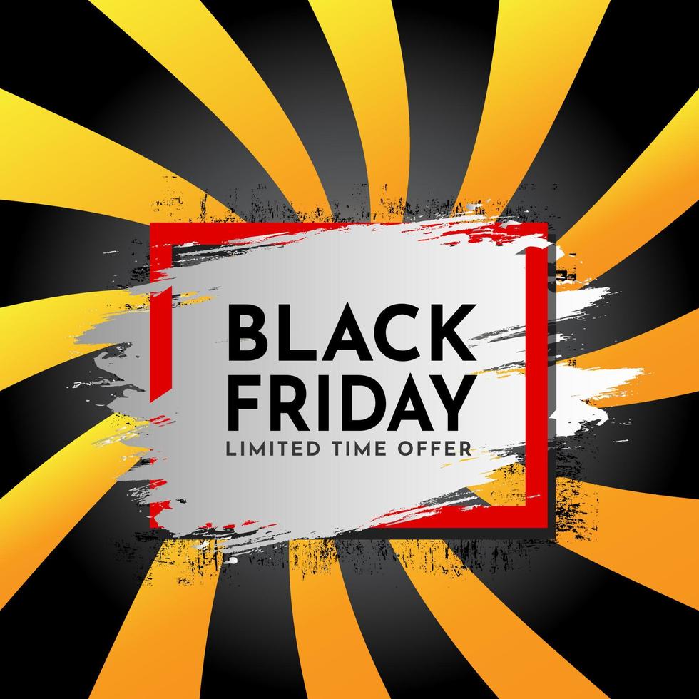 Black friday design template with sunburst background.  Elegant black friday discount offer design background. vector