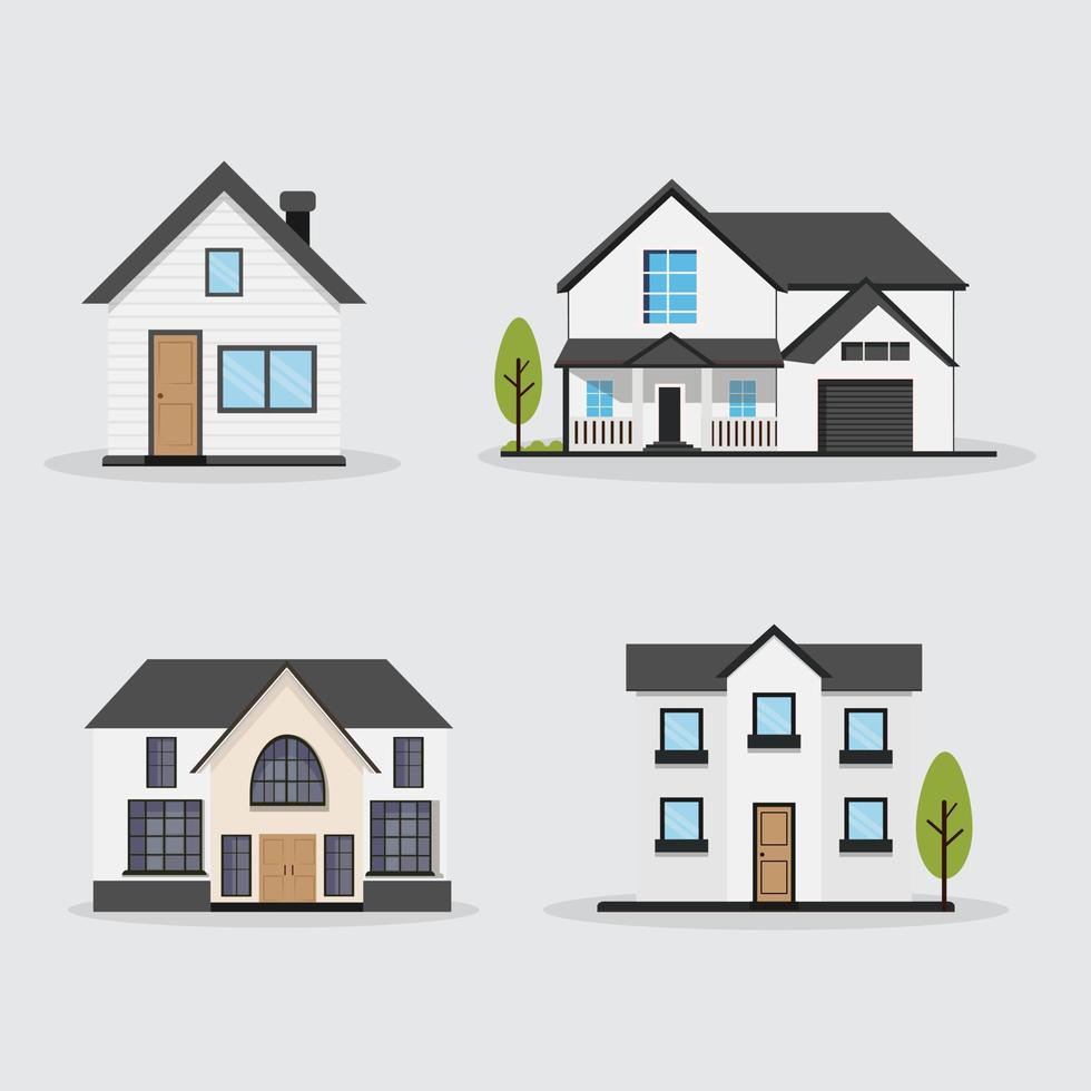 Collection of home vector illustration isolated on white background