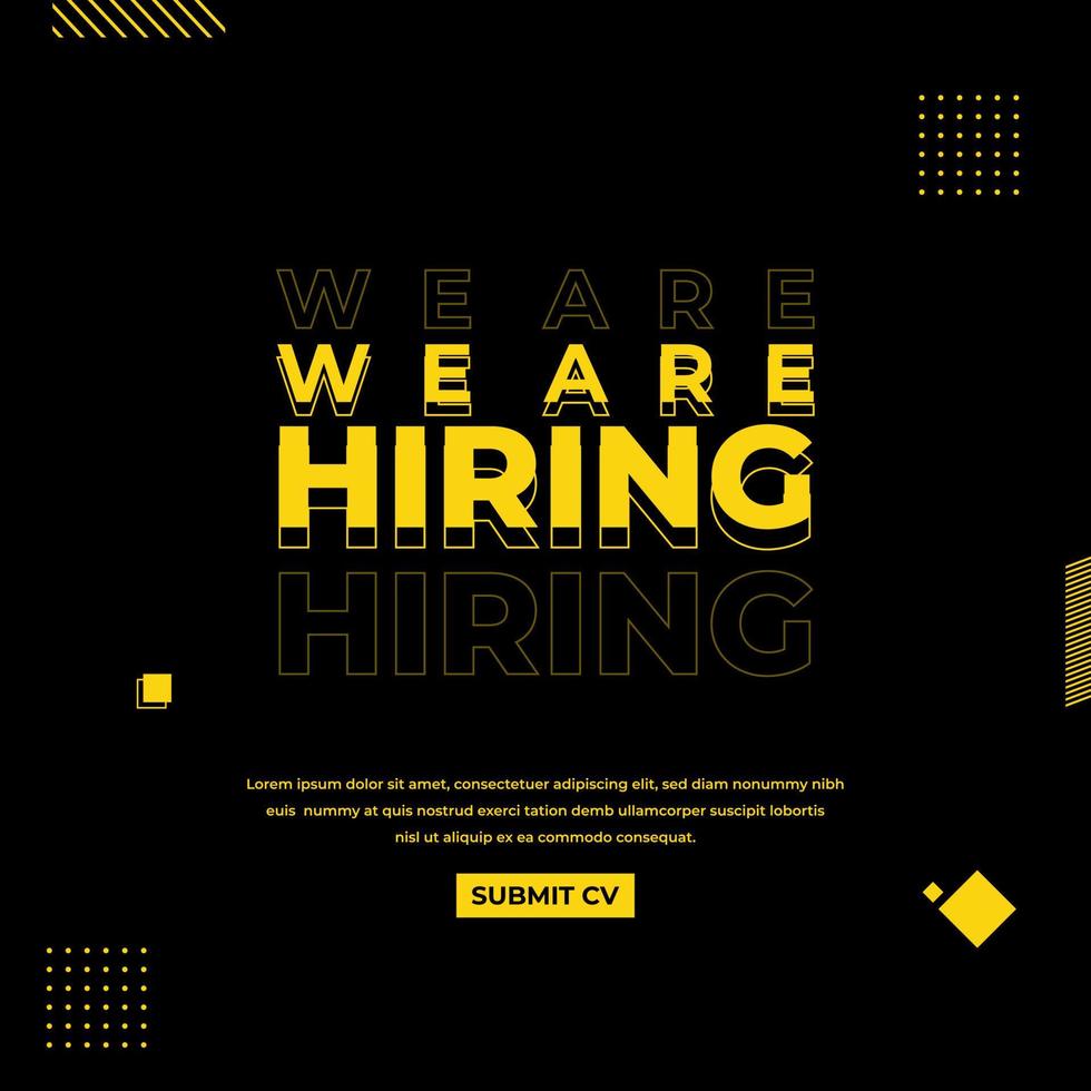 Modern We are hiring recruitment design concept. Job vacancy design concept isolated on black background. vector