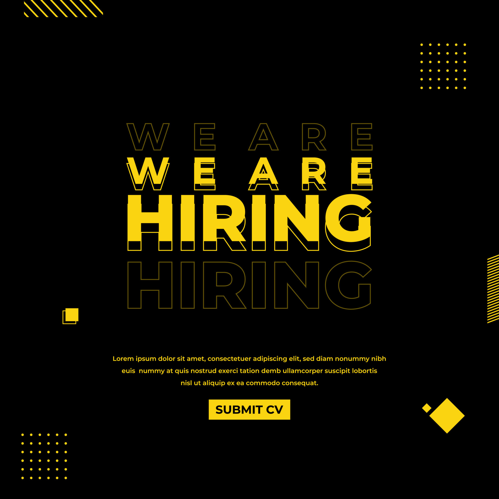 Modern We are hiring recruitment design concept. Job vacancy design