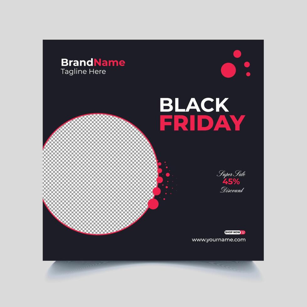 Black Friday Sale Social Media Post Banner Template. Super discount sale square flyer template. Modern and editable. vector