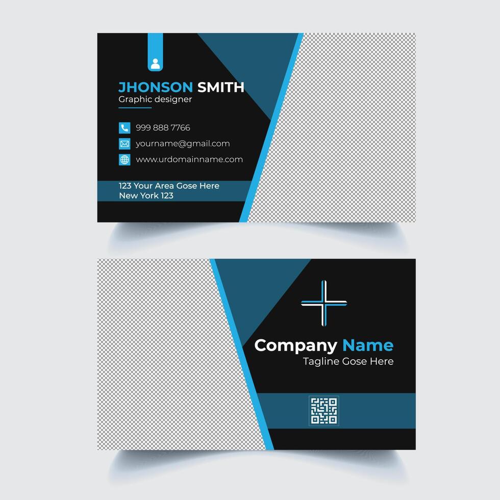 Modern creative business card, horizontal simple clean template design, layout in rectangle size, stylish business card template or visiting card design template vector