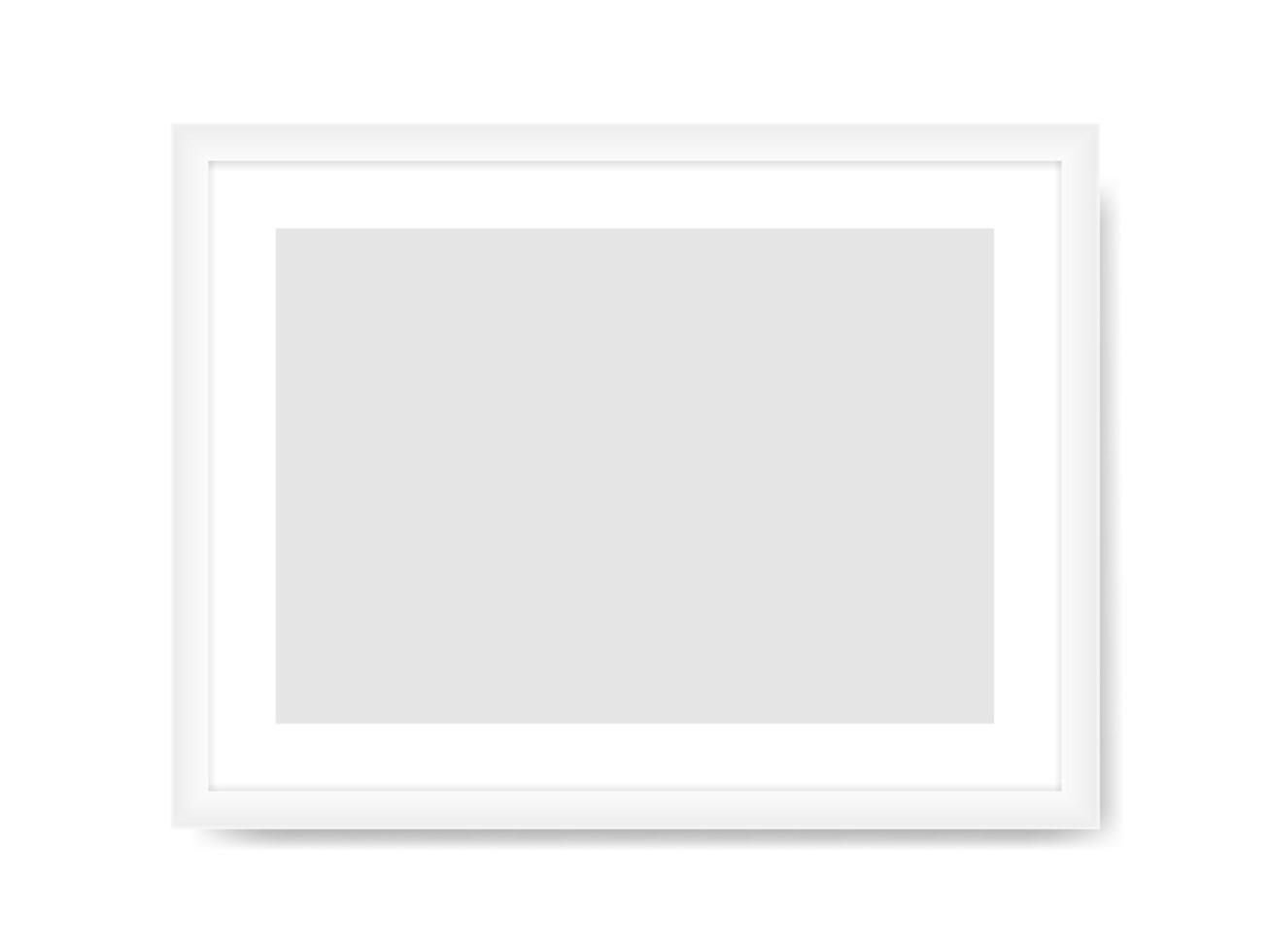 White photo frame template. Empty rectangular horizontal banner with gray center realistic design for picture and promotional vector image
