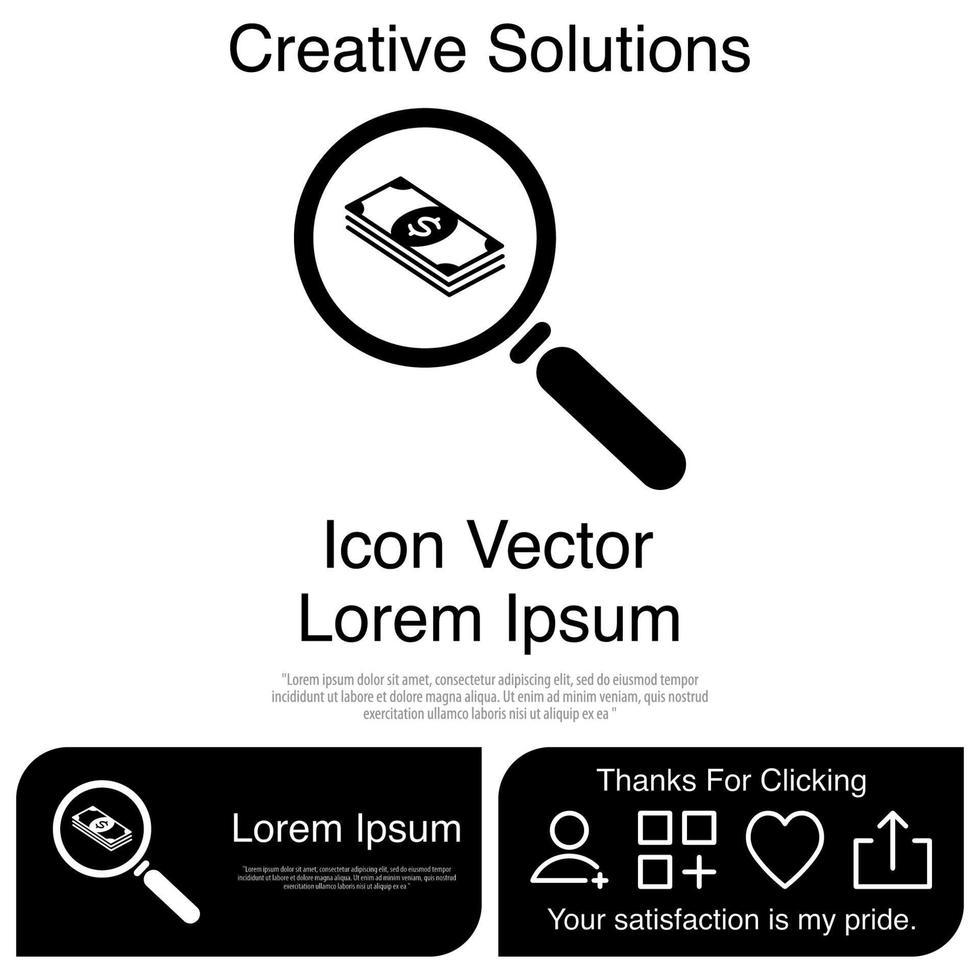 lupa con dinero icono vector eps 10