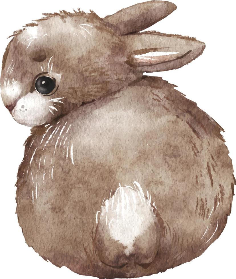 conejo marrón animal en acuarela, pintado a mano. vector