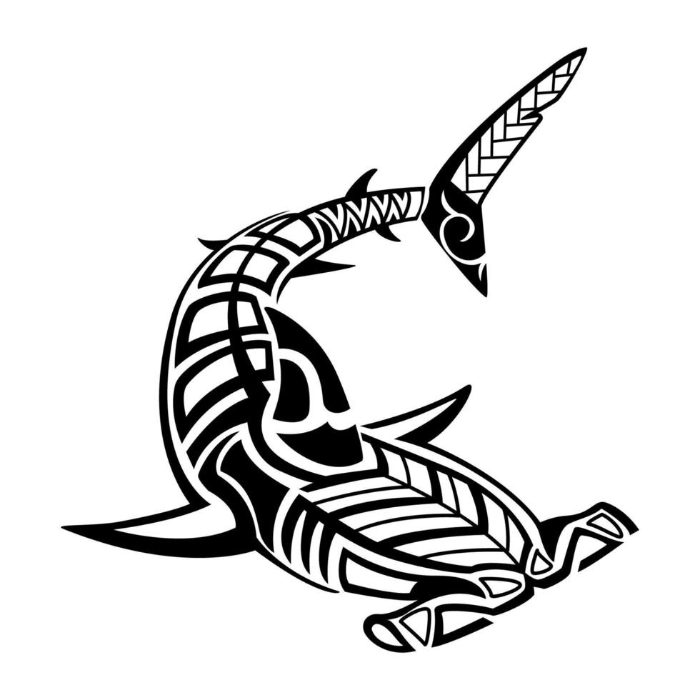 Hammerhead shark tribal tattoo vector