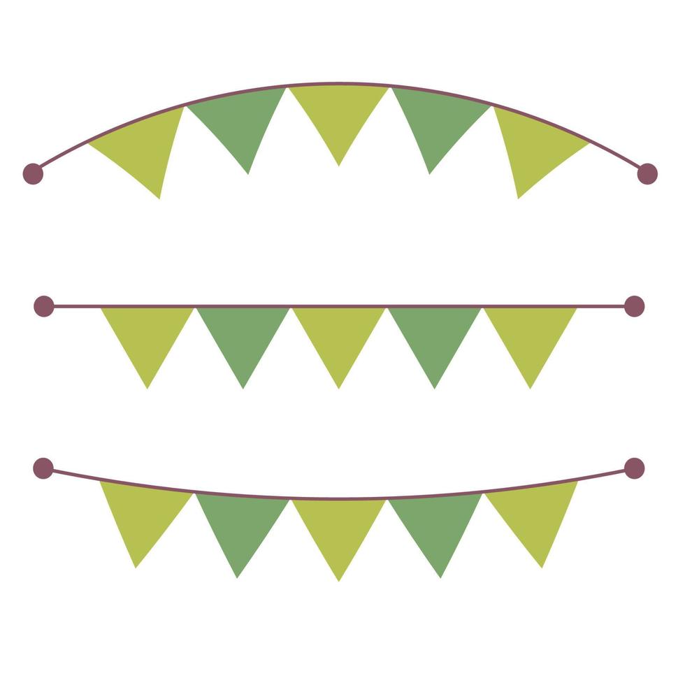 Multicolored bright buntings garlands isolated on white background vector