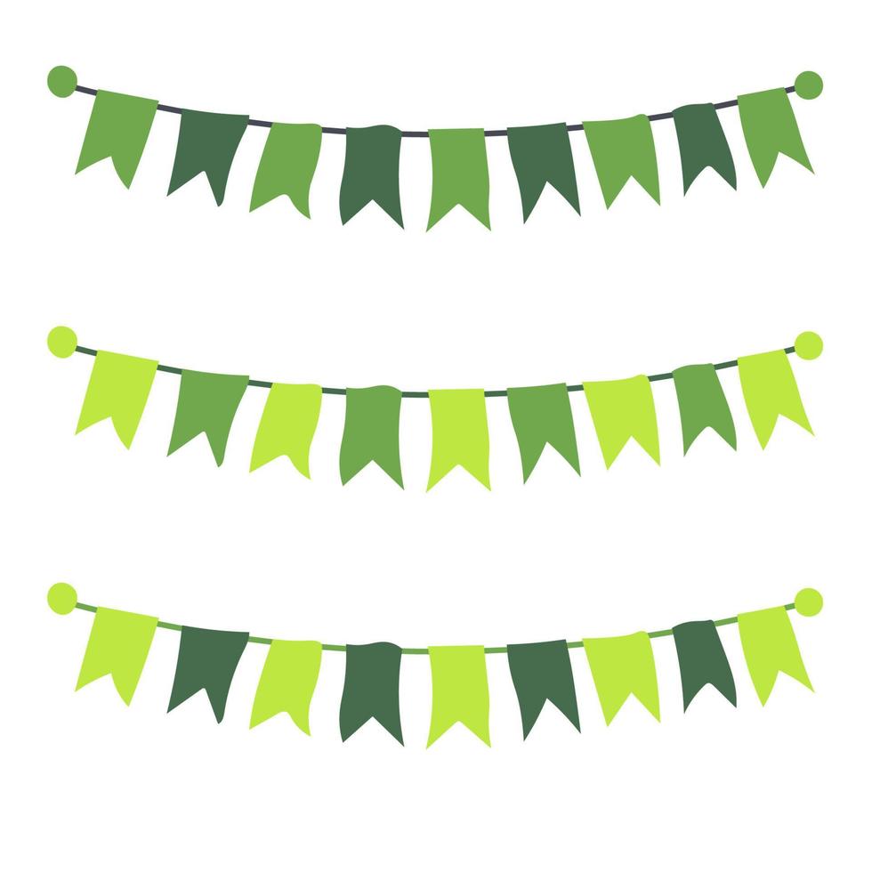 Multicolored bright buntings garlands isolated on white background. vector