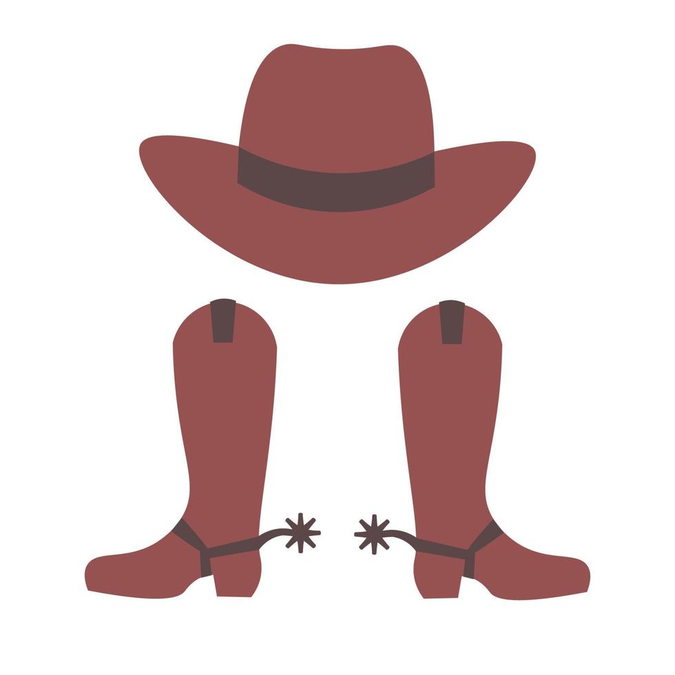 Cowboy hat and cowboy boots with spurs isolated on white background vector