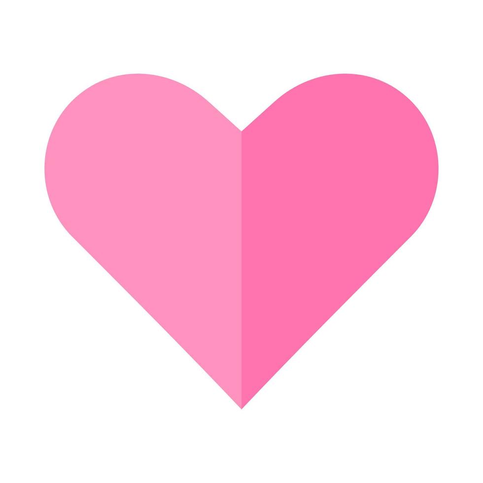 Cartoon abstract heart sign in flat style. Love pink icon isolated on white background. vector