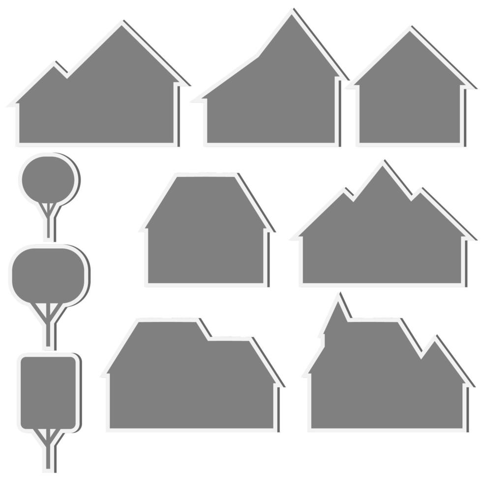 conjunto de iconos de casa y árbol aislado sobre fondo blanco vector