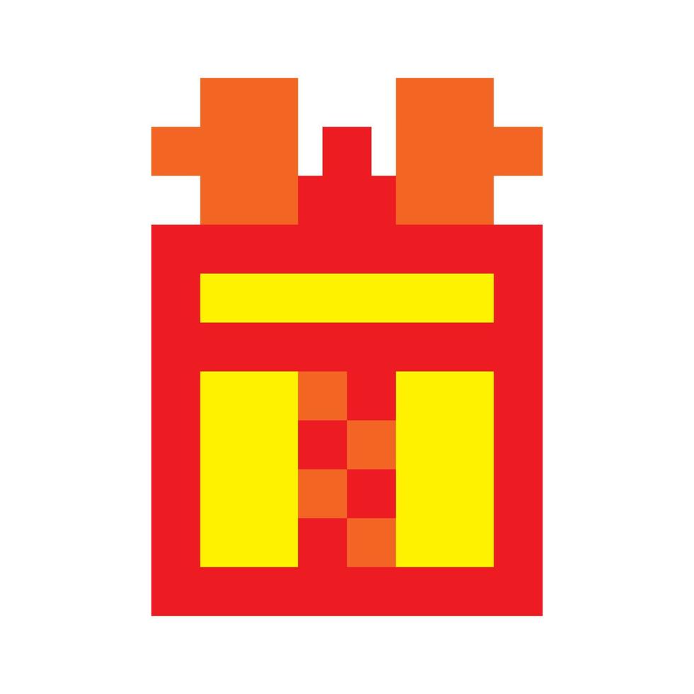 8-bit pixel box with a gift vector