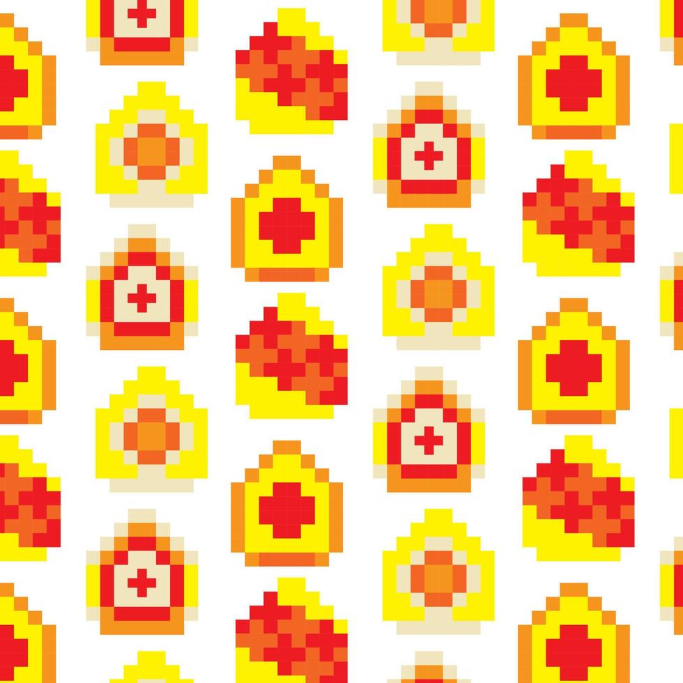 Seamless egg pattern, pixel mosaic style, Easter colorful, vector graphic