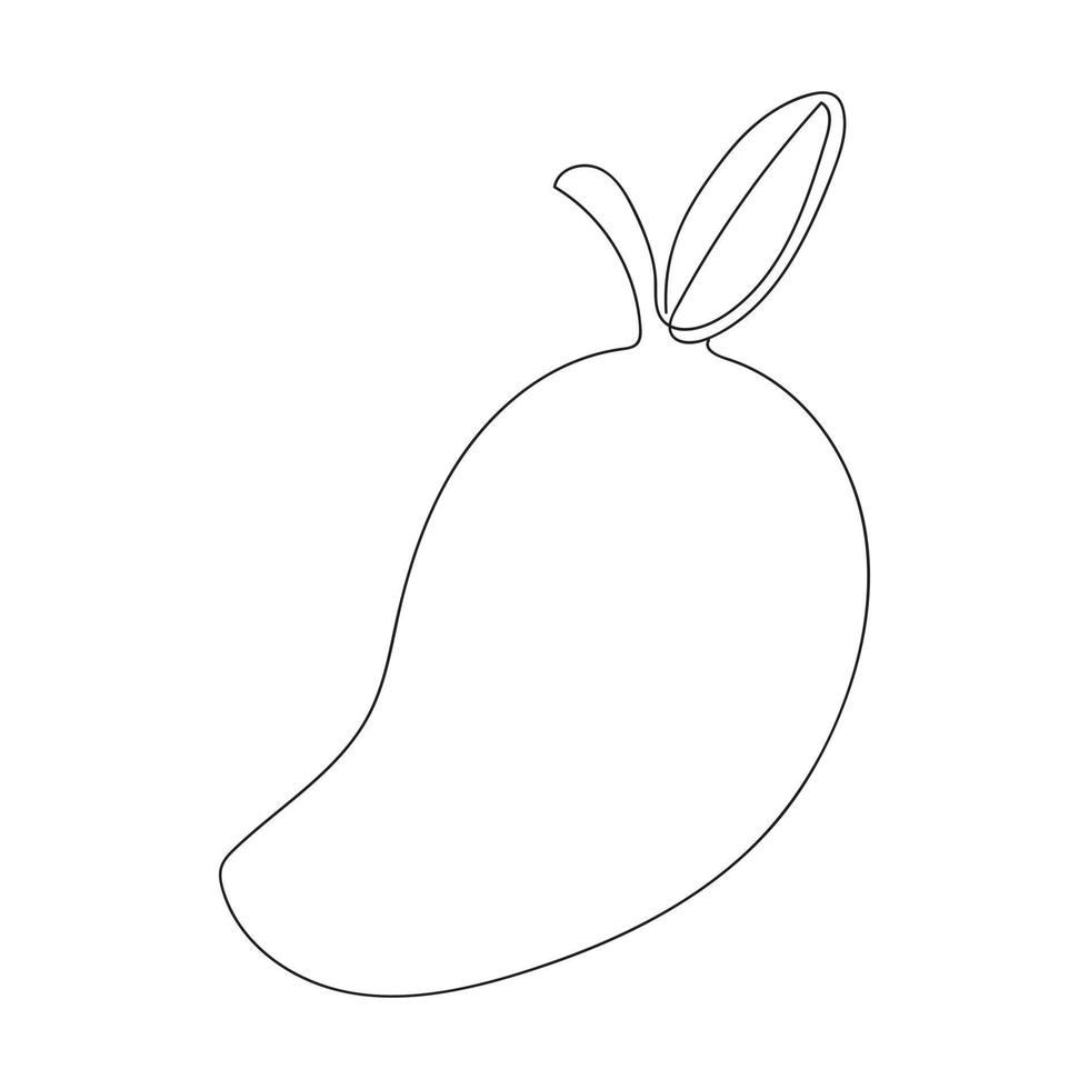 Continuous one line drawing mango. Vector illustration. Black line art on white background.