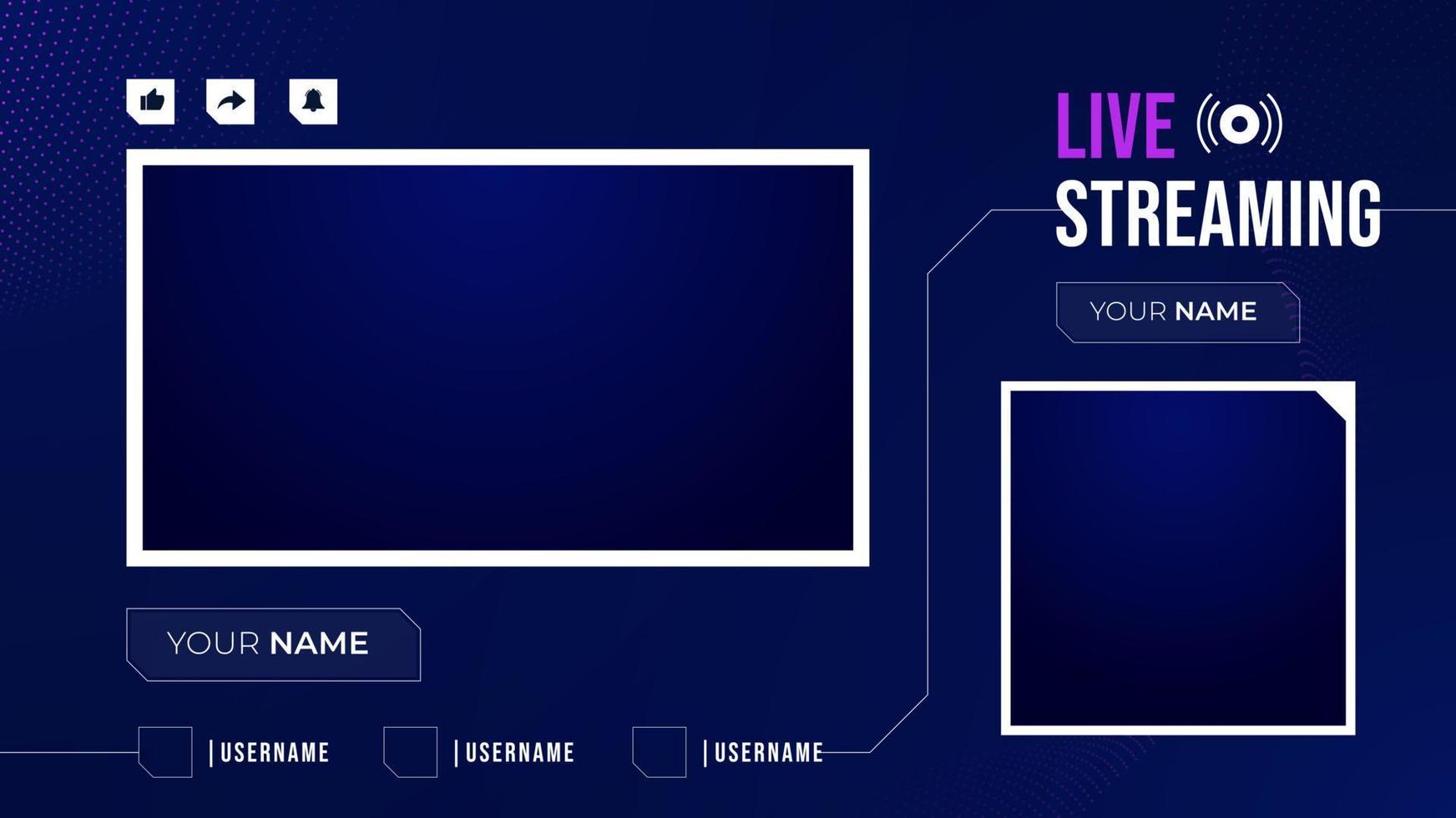 modern screen panel overlay frame set design template for games streaming vector