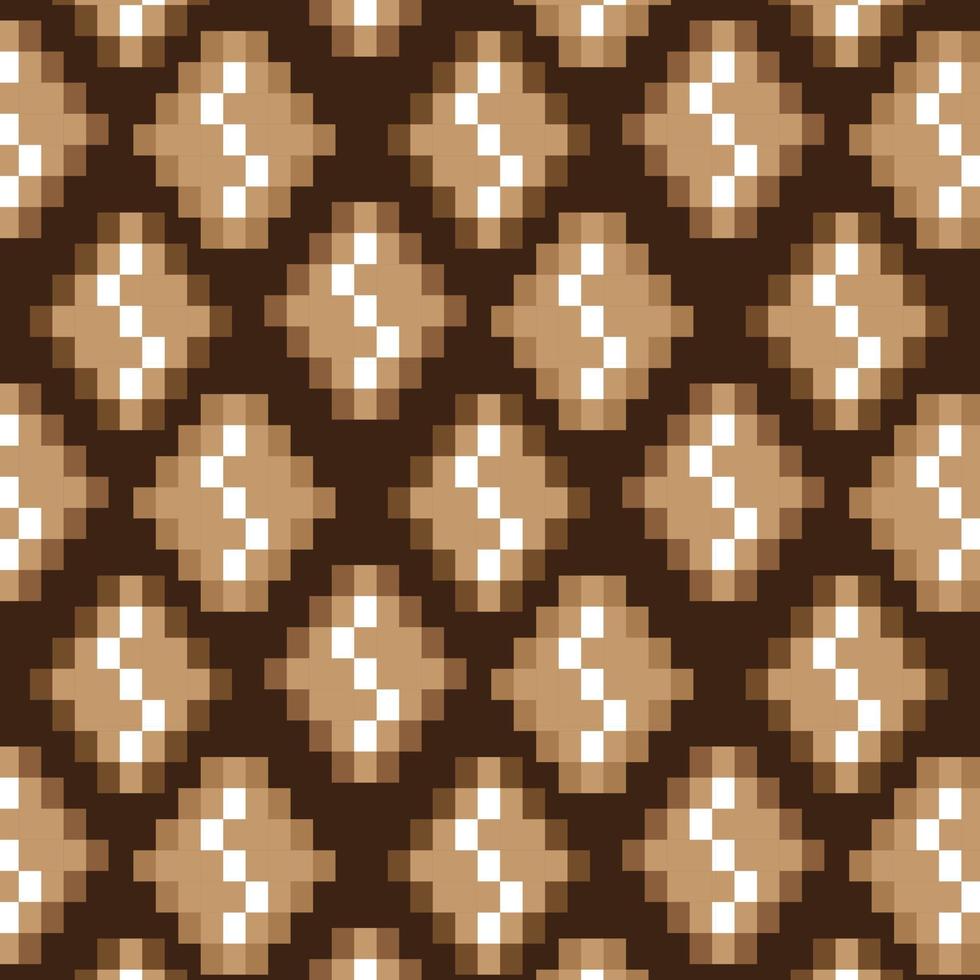 Seamless pattern with coffee beans in mosaic style. Square texture in brown colors. Vector illustration