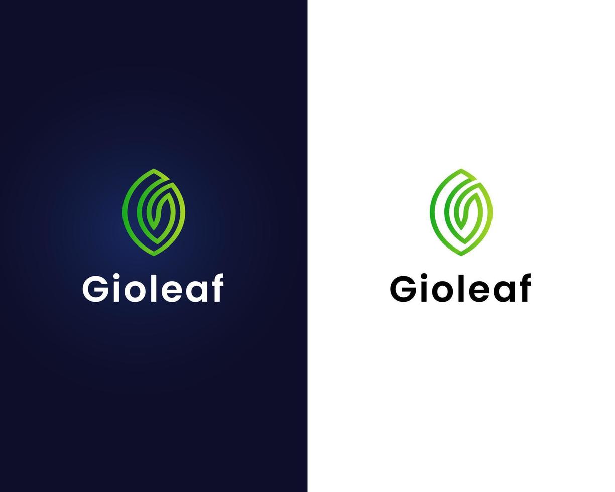 letter g with leaf logo design template vector