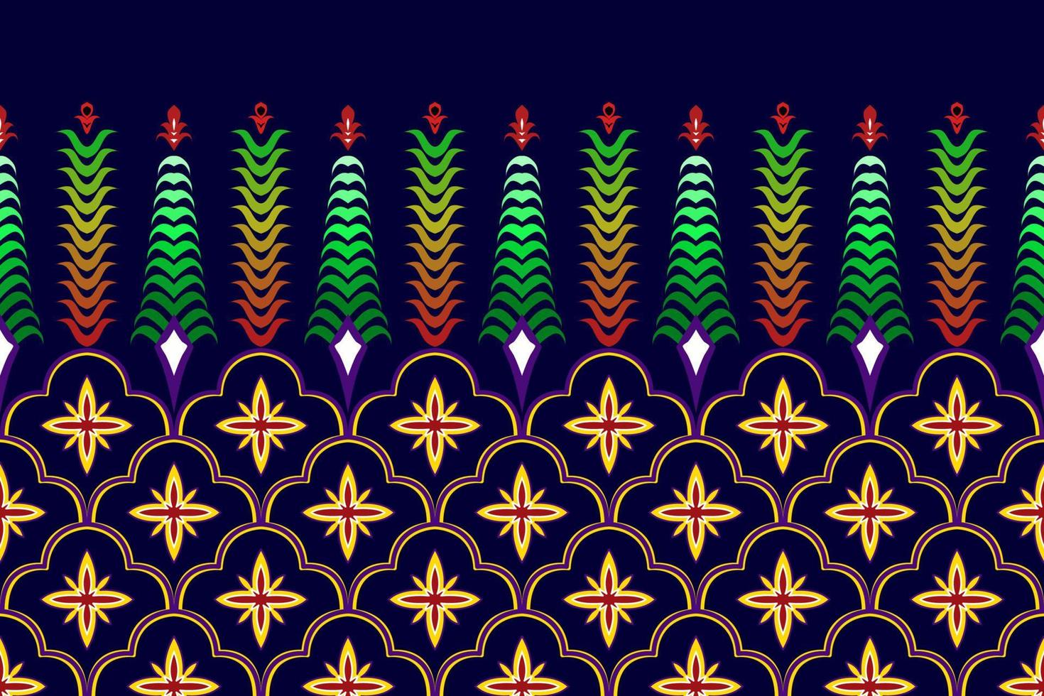 Moroccan ikat ethnic seamless pattern design. Aztec fabric carpet mandala ornament native boho chevron textile decoration wallpaper. Tribal turkey African Indian traditional embroidery vector
