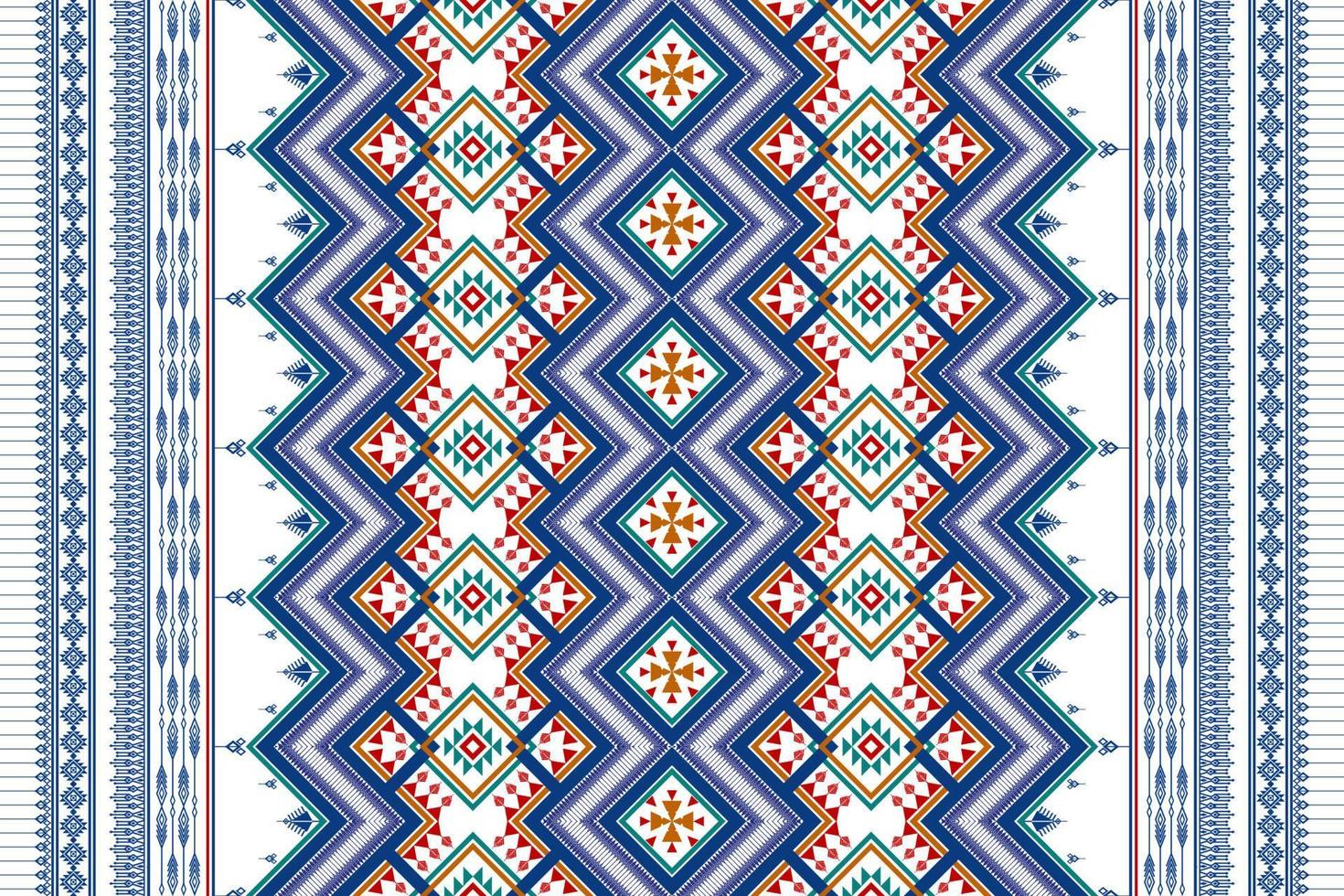 Geometric ethnic seamless pattern design. Aztec fabric carpet mandala ornament chevron textile decoration wallpaper. Tribal boho turkey African American traditional embroidery background vector