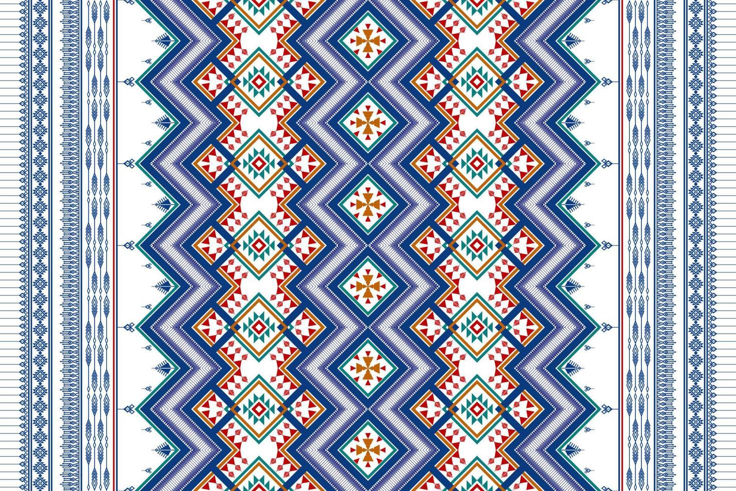 Geometric ethnic seamless pattern design. Aztec fabric carpet mandala ornament chevron textile decoration wallpaper. Tribal boho turkey African American traditional embroidery background vector