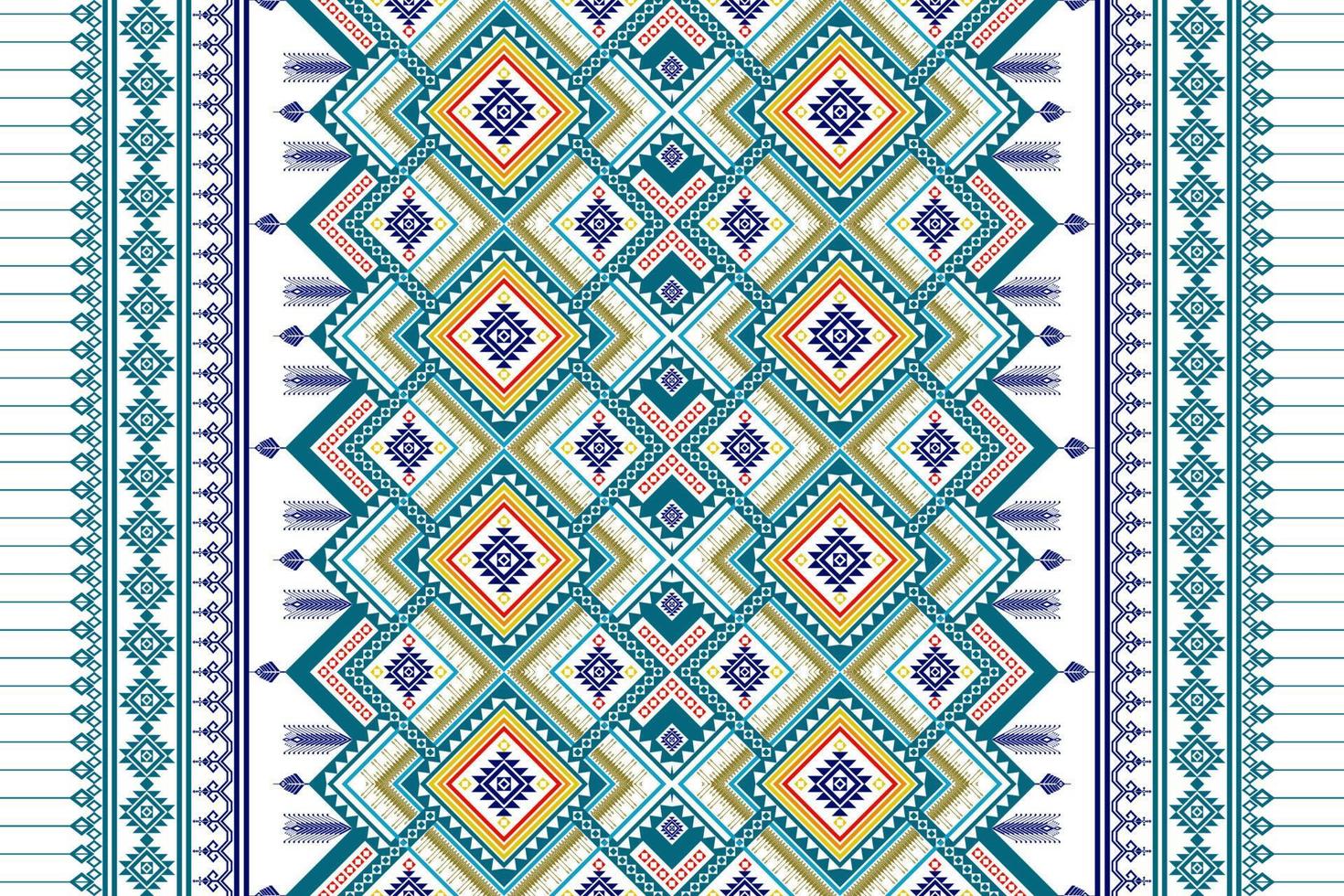 Geometric ethnic seamless pattern design. Aztec fabric carpet mandala ornament chevron textile decoration wallpaper. Tribal turkey African Indian traditional embroidery ornament background vector