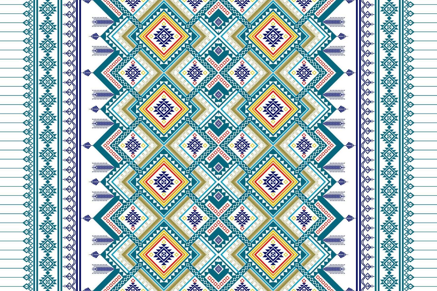 Geometric ethnic seamless pattern design. Aztec fabric carpet mandala ornament chevron textile decoration wallpaper. Tribal turkey African Indian traditional embroidery ornament background vector