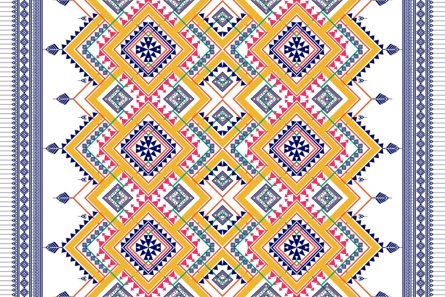 Geometric ethnic seamless pattern design. Aztec fabric carpet mandala ornament chevron textile decoration wallpaper. Tribal turkey African Indian traditional embroidery ornament background vector