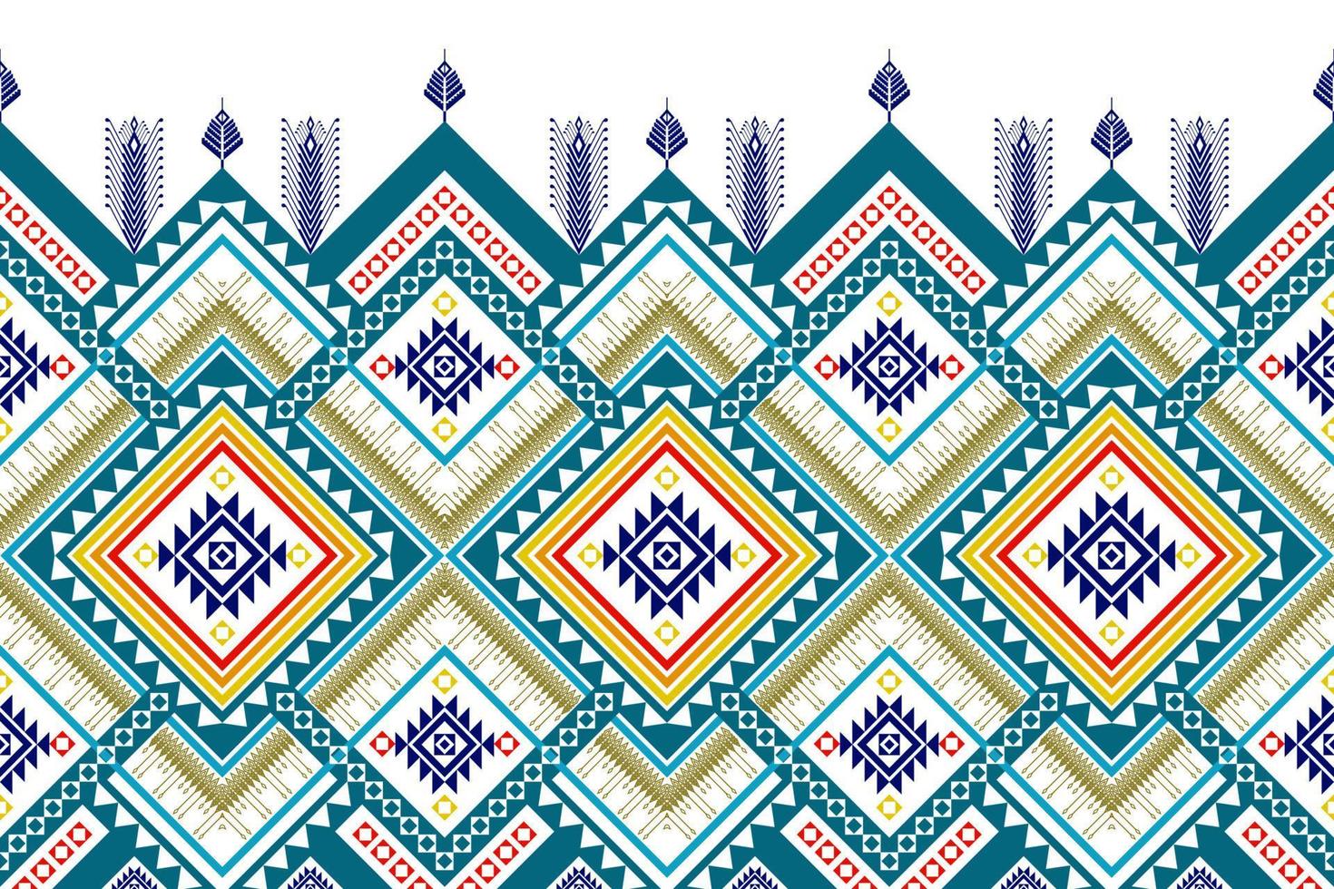 Geometric ethnic seamless pattern design. Aztec fabric carpet mandala ornament chevron textile decoration wallpaper. Tribal turkey African Indian traditional embroidery ornament background vector