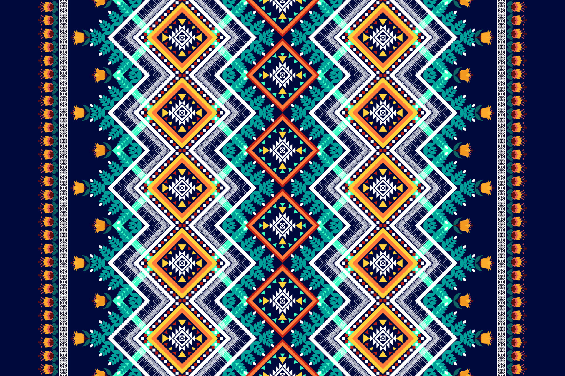 Seamless Traditional Indian Textile Fabric Pattern Stock Photo