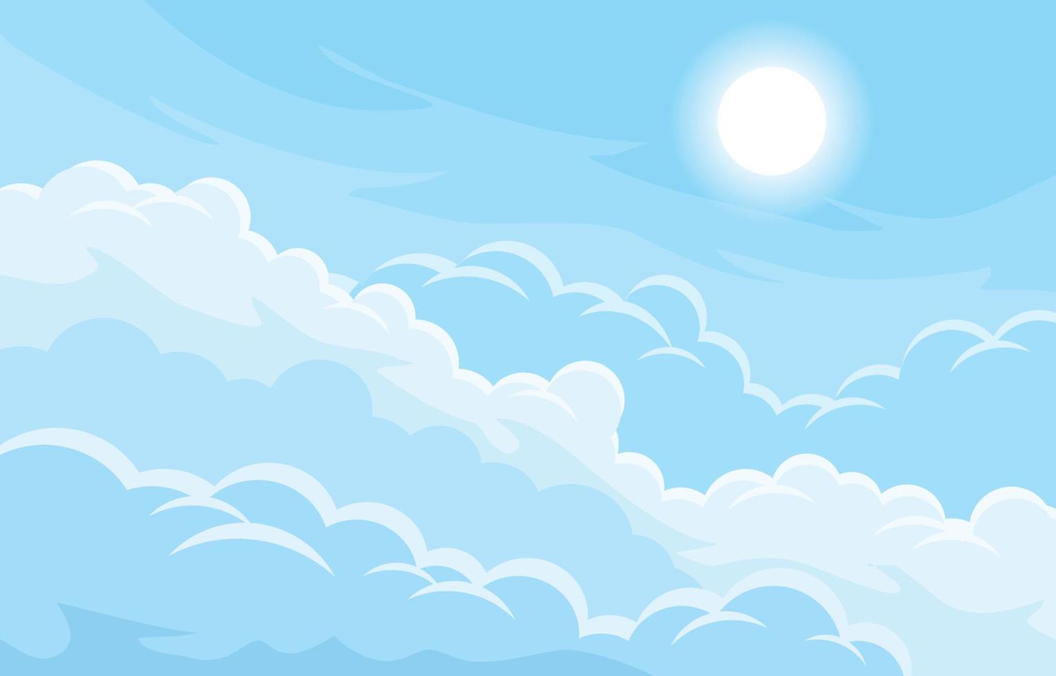 cielo azul panorámico y nube blanca con sol vector