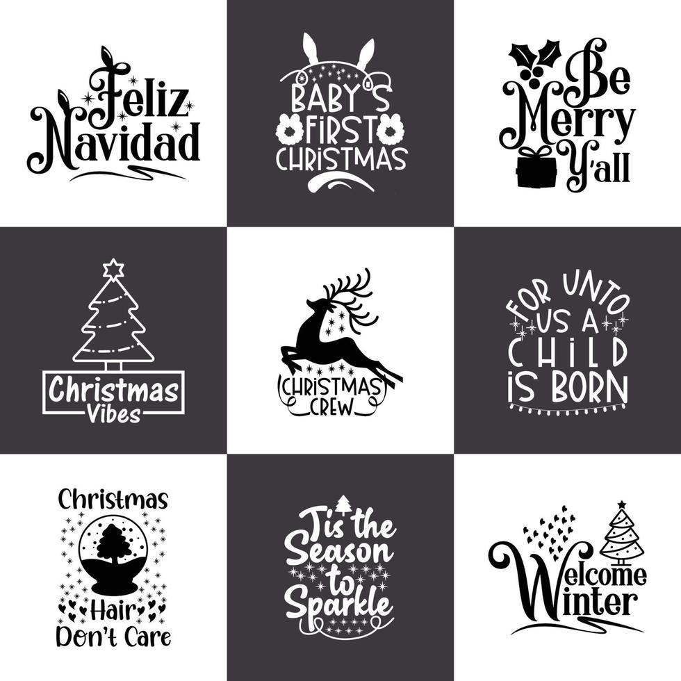 lote de camisetas navideñas vector