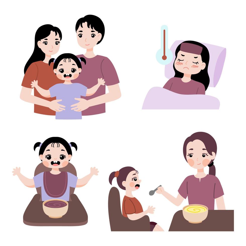 Collection of family with kid illustration vector