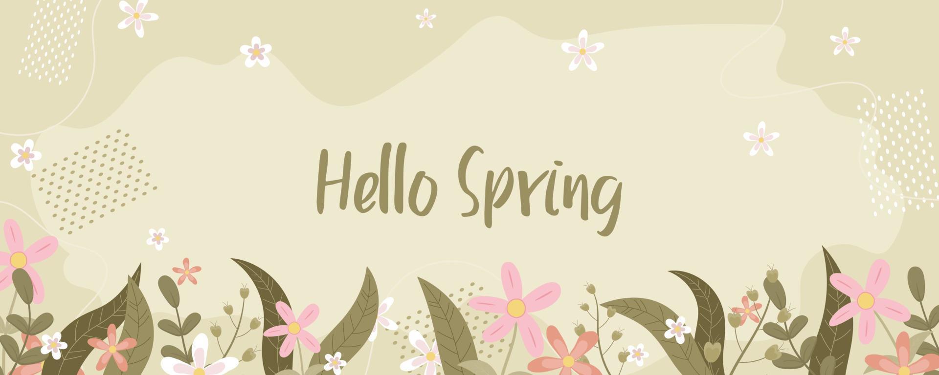 Hand drawn spring flower banner vector