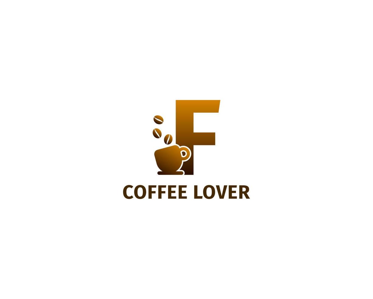 plantilla de logotipo de taza y café de letra f vector