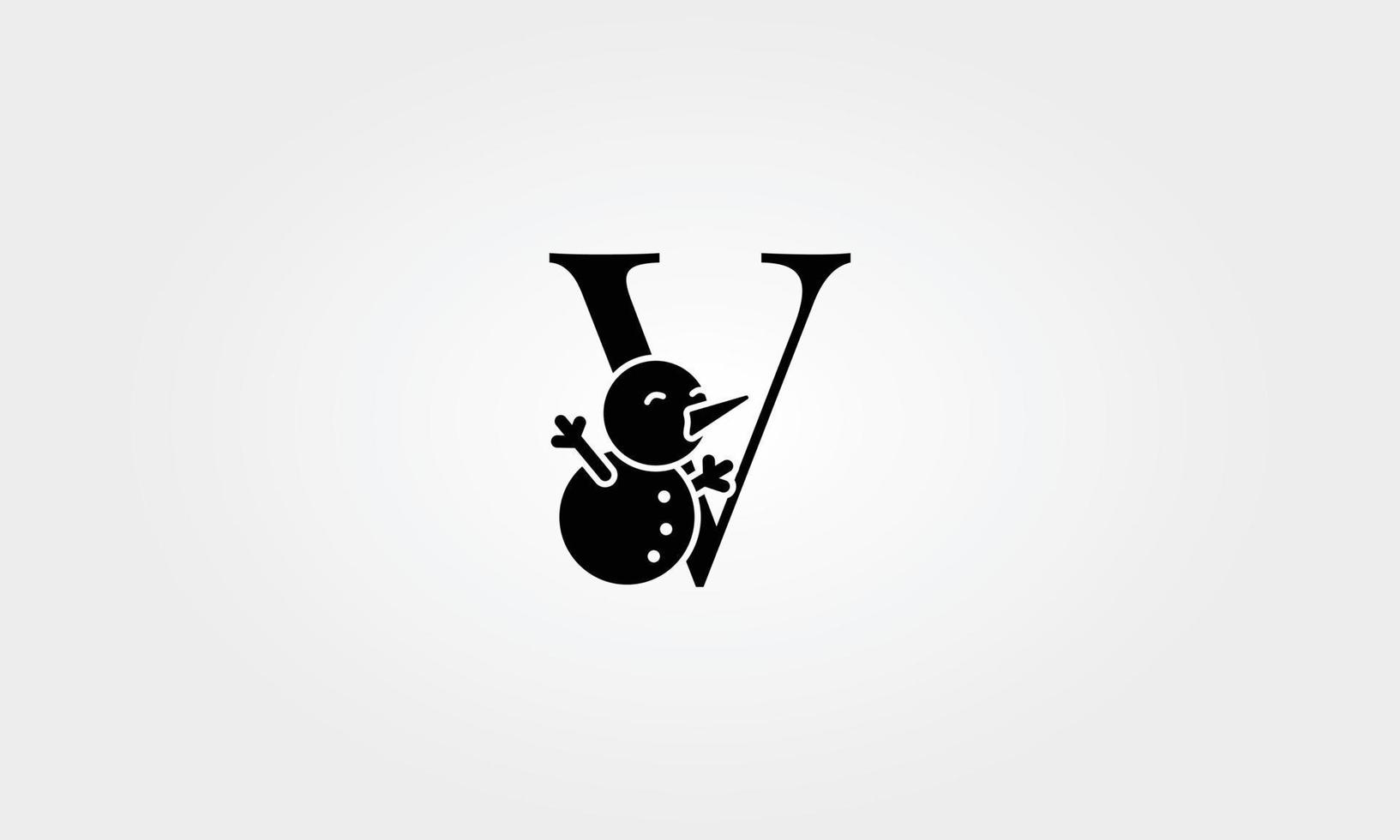 alphabet snow man letter v vector